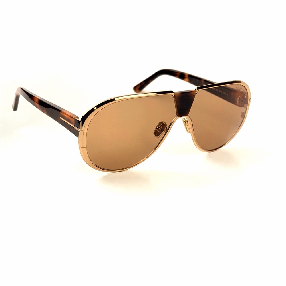 Tom Ford TF 1072 30E Vincenzo Gold Frame Tortoiseshell  Sunglasses Brown Lenses - Picture 8 of 8
